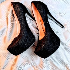 Black Lace High Heels
